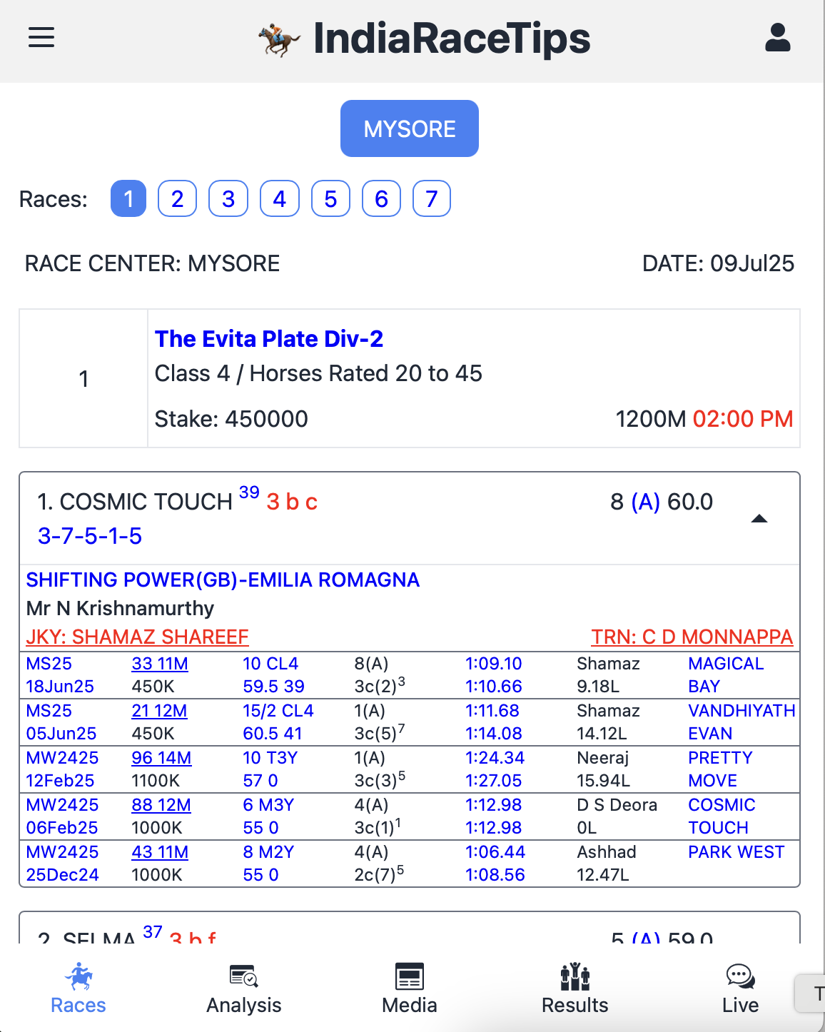 Race Card screenshot